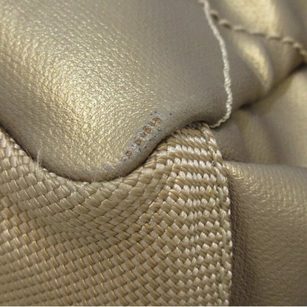 100% Authentic CHANEL Paris Biarritz Tote GM Gold Beige Coated Canvas Nylon - Picture 9 of 14